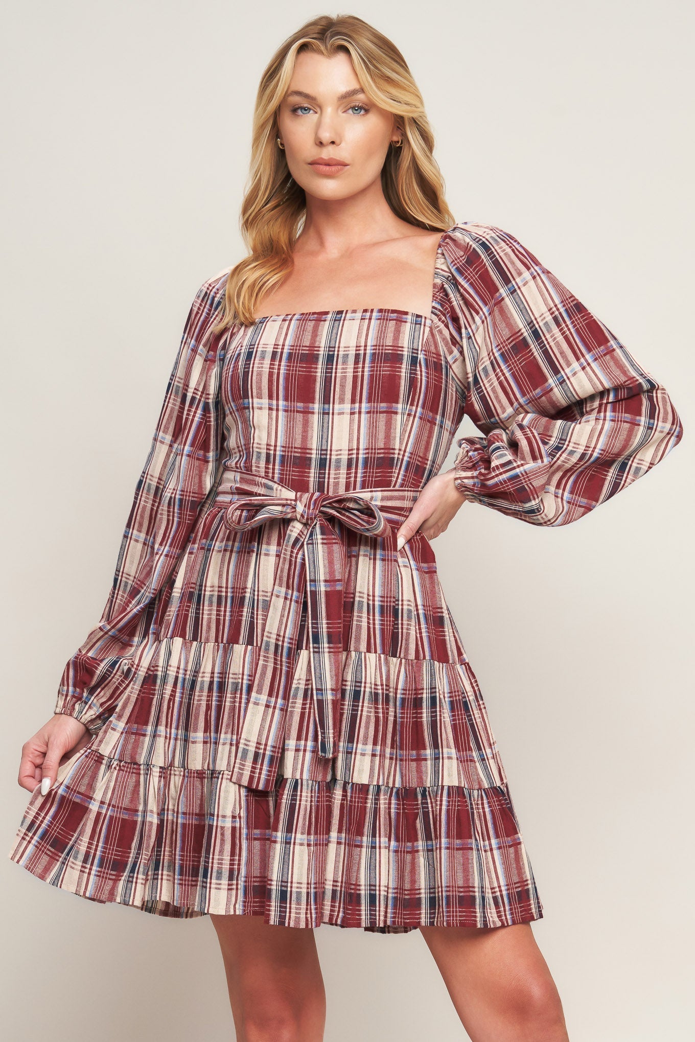 HONEY HUG PLAID MINI DRESS Flying Tomato