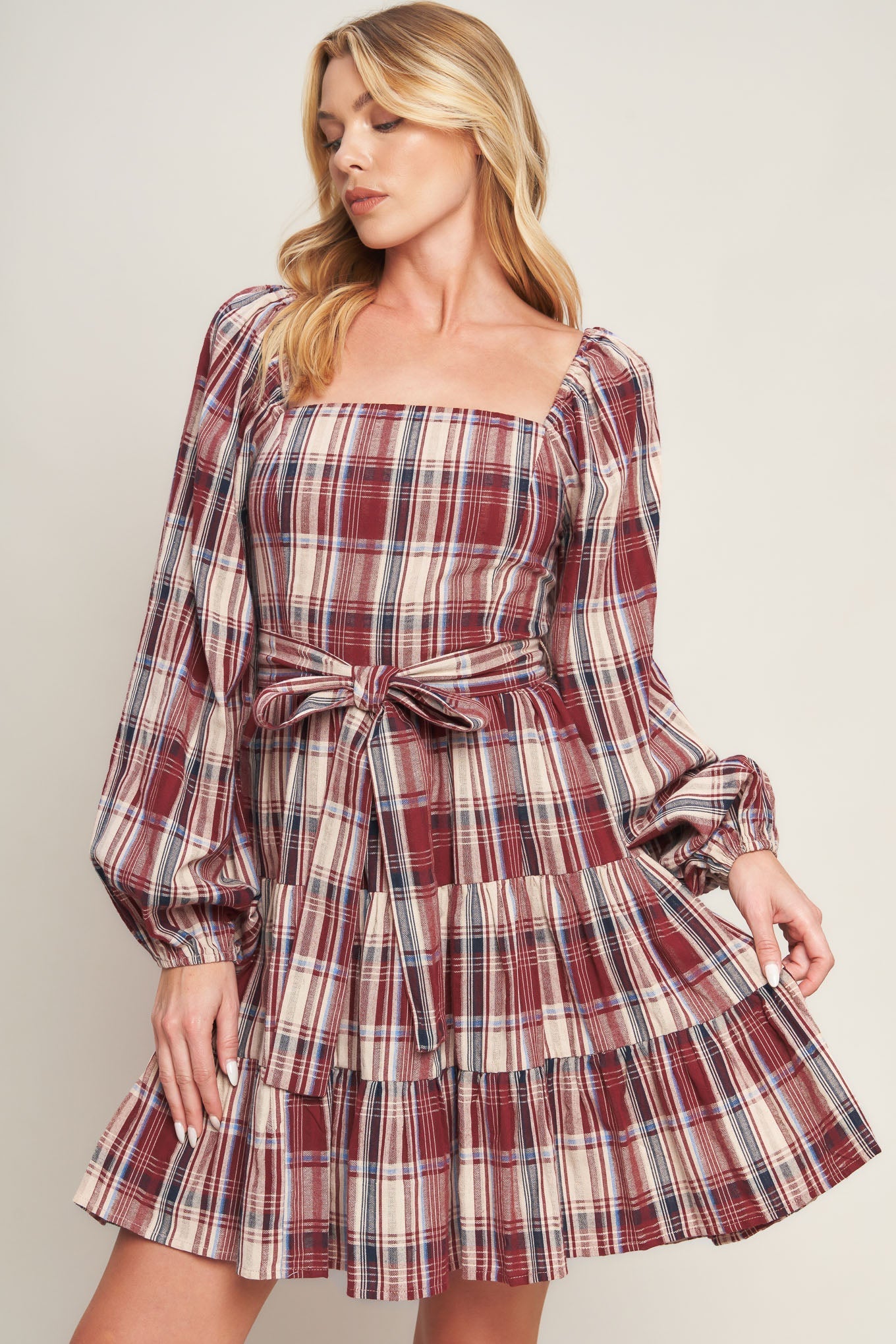 HONEY HUG PLAID MINI DRESS Flying Tomato