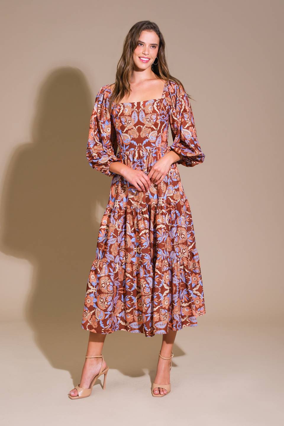 KEEPPING TABS WOVEN MIDI DRESS Flying Tomato