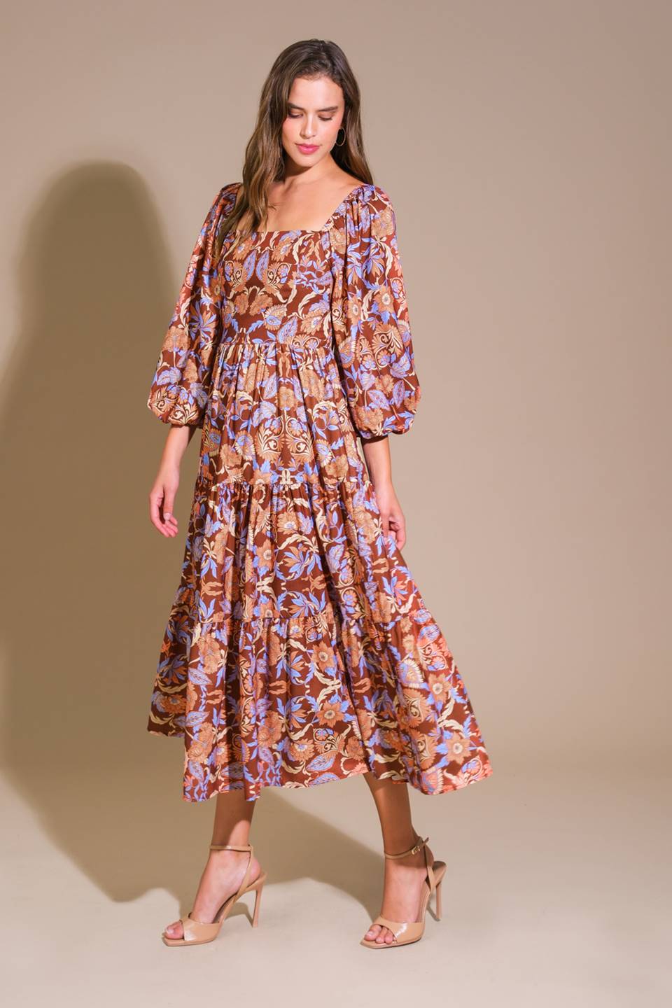 KEEPPING TABS WOVEN MIDI DRESS Flying Tomato