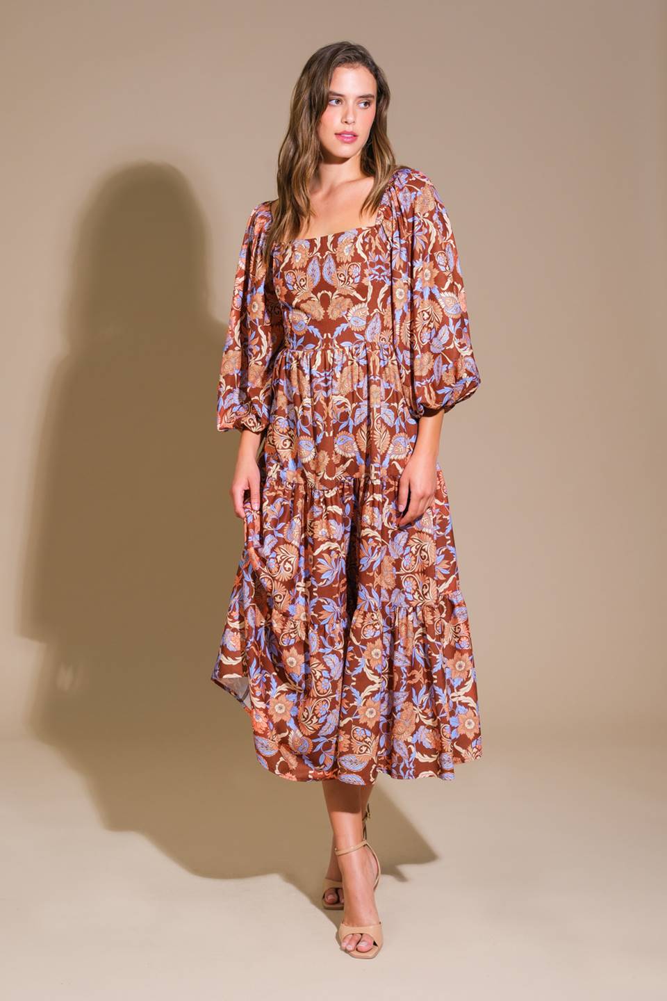 KEEPPING TABS WOVEN MIDI DRESS