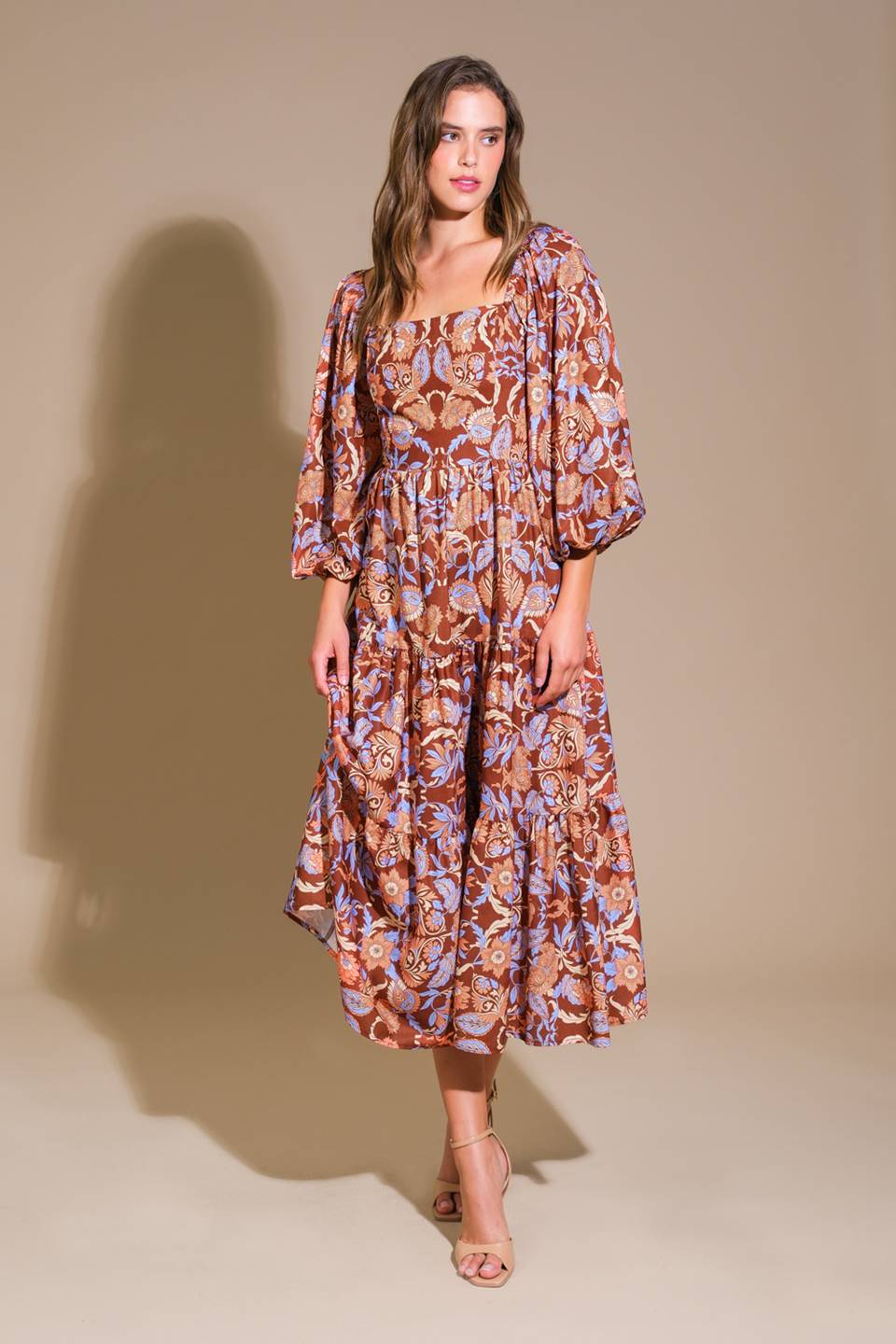 KEEPPING TABS WOVEN MIDI DRESS Flying Tomato