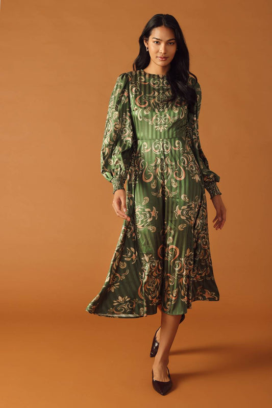 MOMENTS OF CLARITY WOVEN MIDI DRESS Flying Tomato