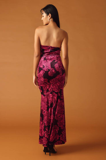 Falling Into Place Velvet Maxi Dress Sweetheart Neckline