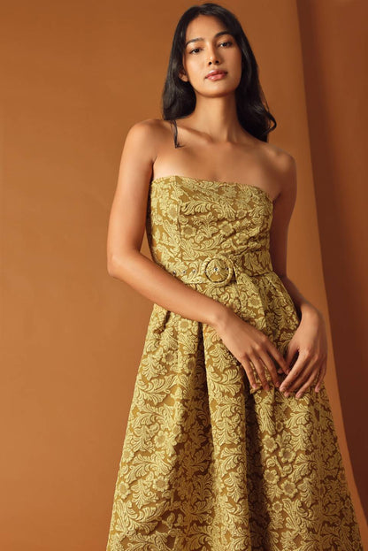 SEARCHING FOR LOVE WOVEN MIDI DRESS