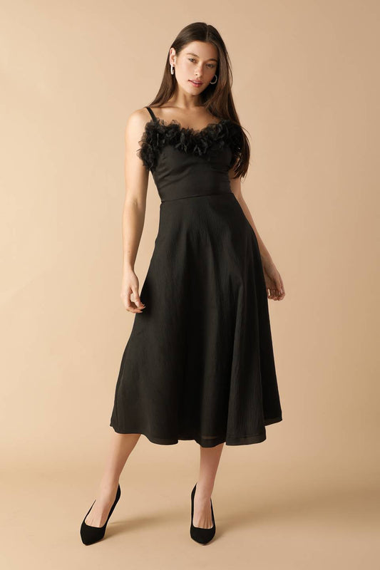 WHISPERING PINES WOVEN MIDI DRESS Flying Tomato
