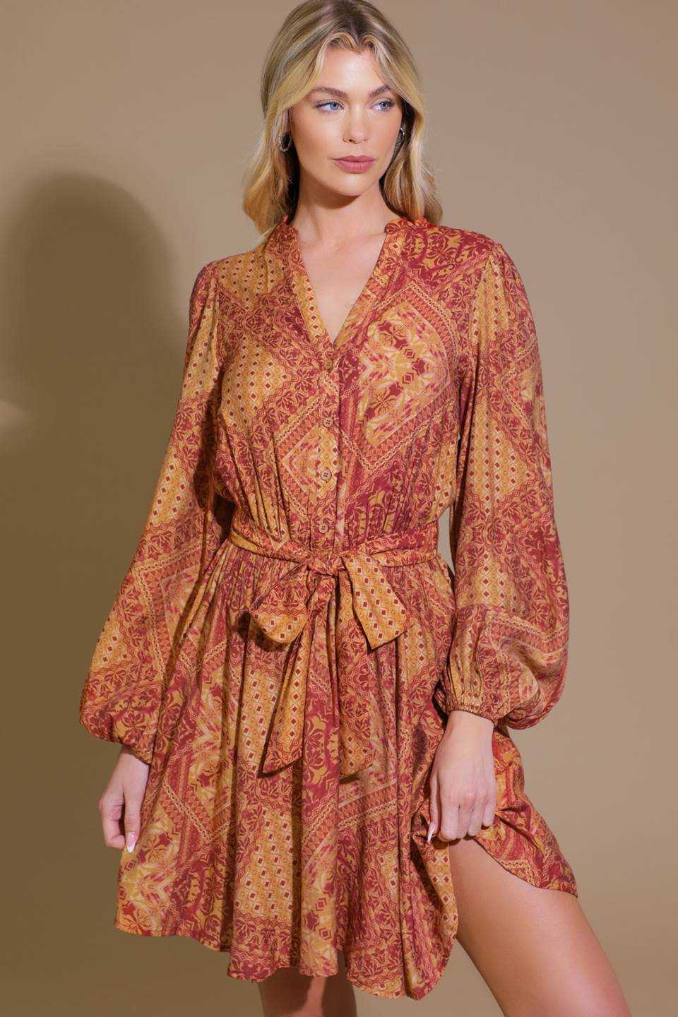 DEEPLY DELIGHTFUL WOVEN MINI DRESS Flying Tomato