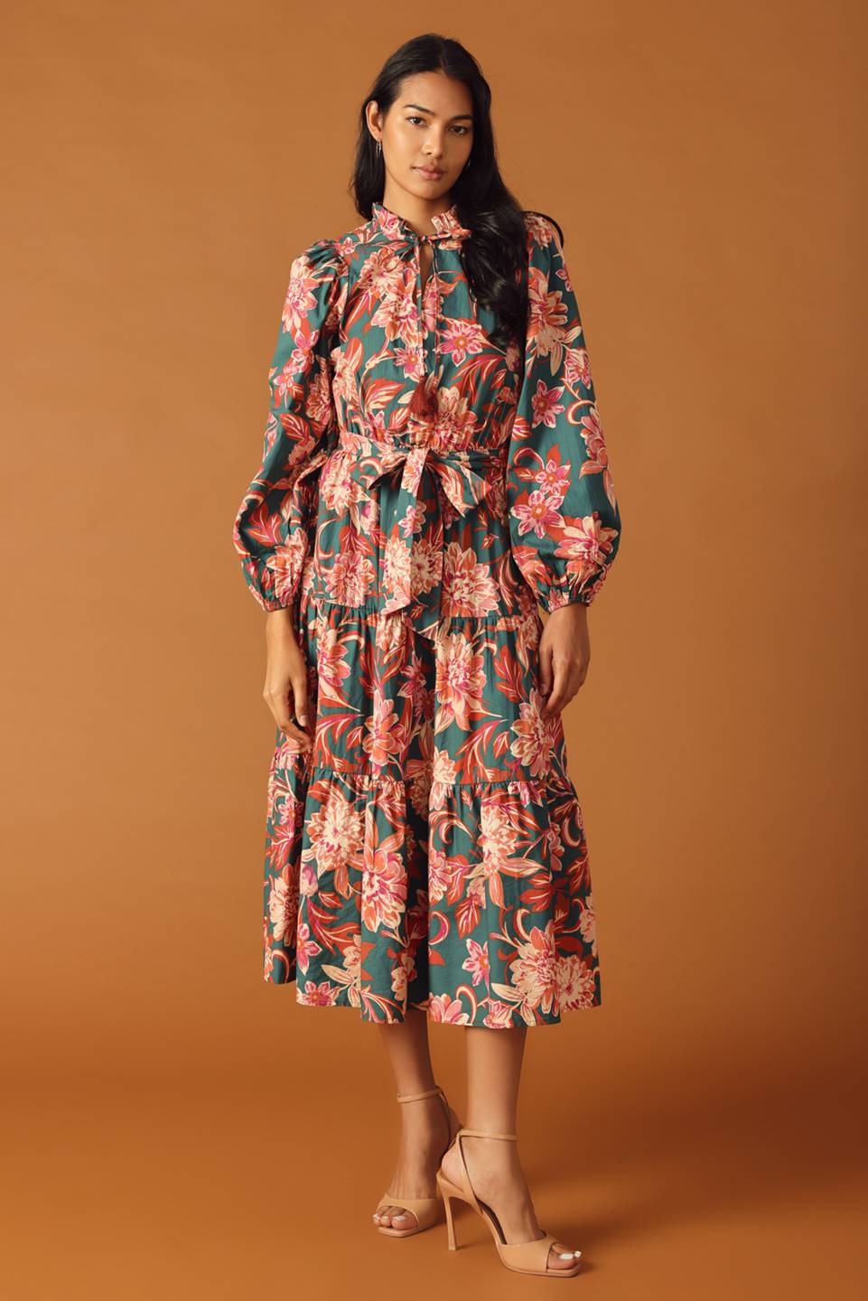 GLEAMING GLAM WOVEN MIDI DRESS Flying Tomato