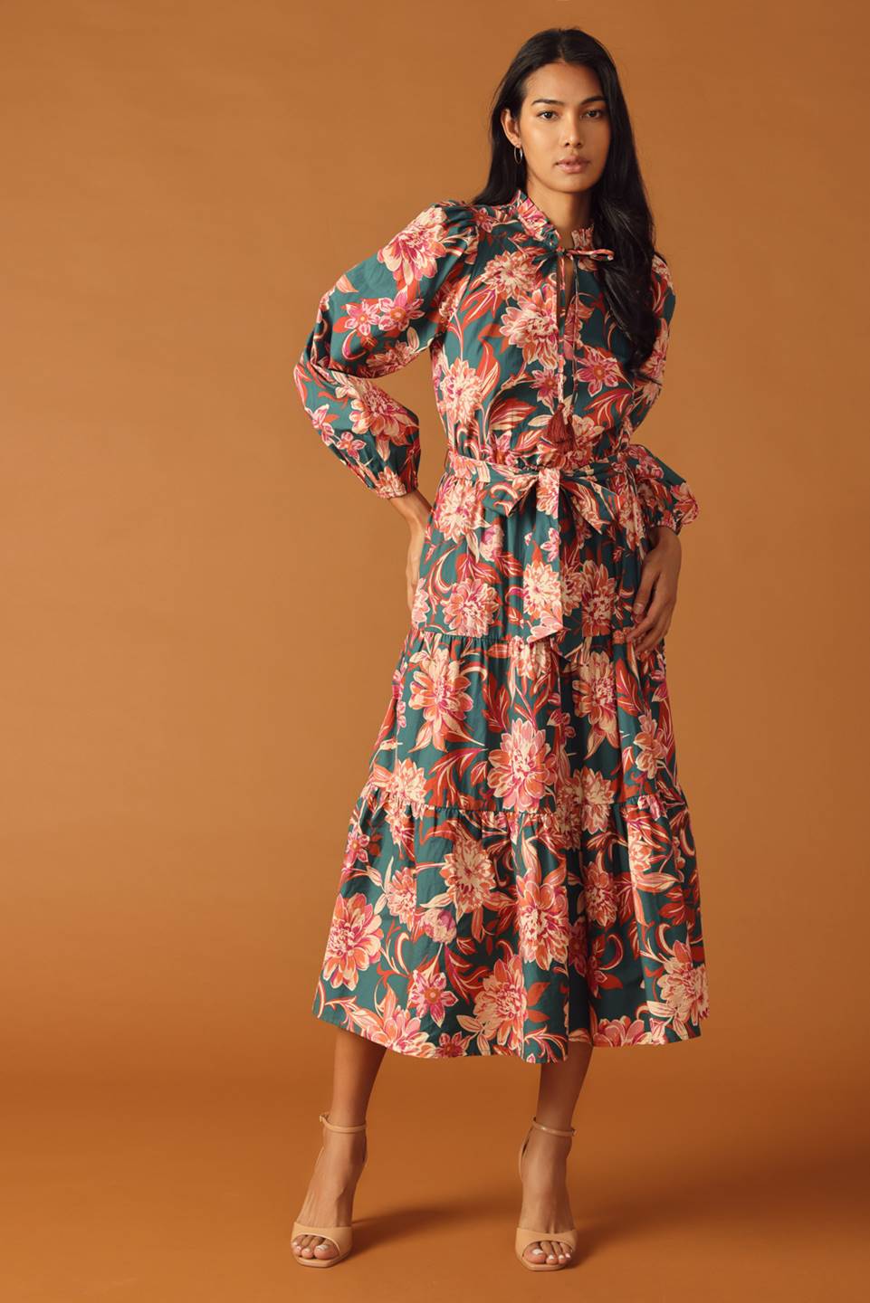GLEAMING GLAM WOVEN MIDI DRESS Flying Tomato
