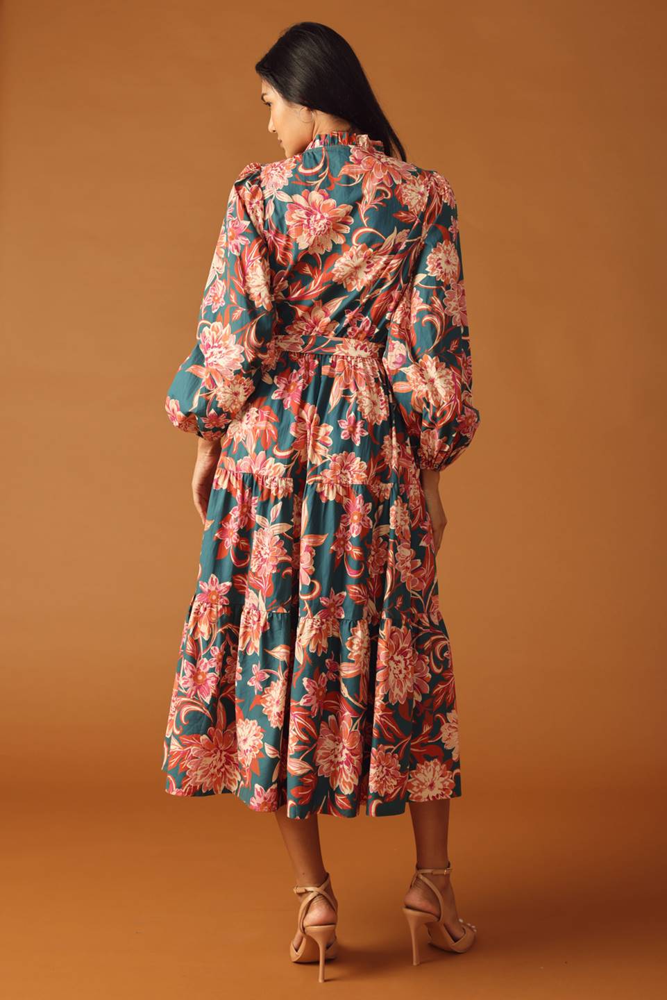 GLEAMING GLAM WOVEN MIDI DRESS Flying Tomato