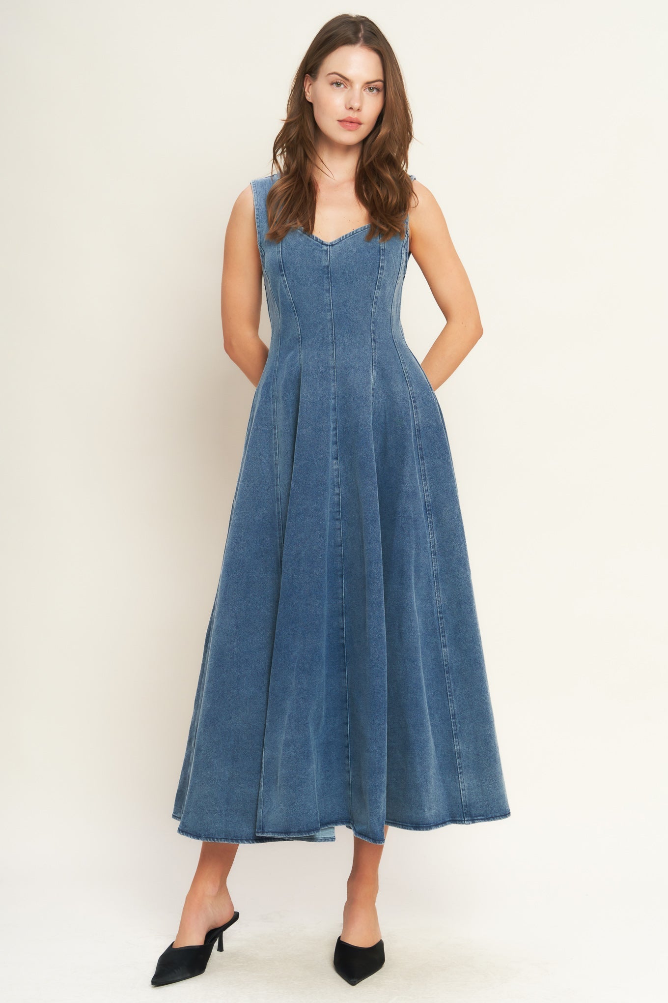 STARS AHEAD DENIM MIDI DRESS Flying Tomato