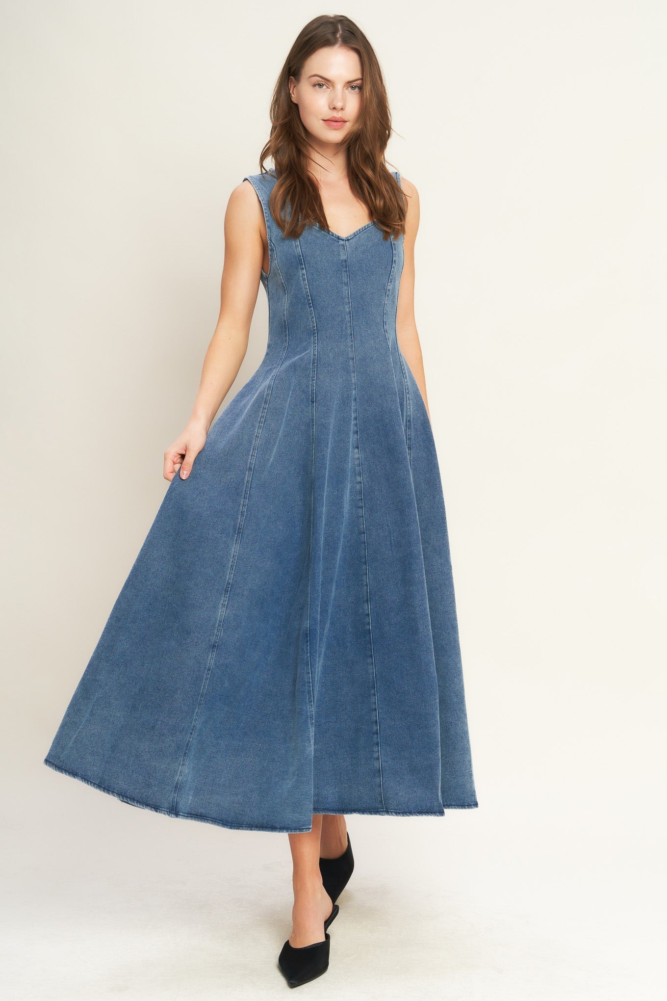 STARS AHEAD DENIM MIDI DRESS Flying Tomato