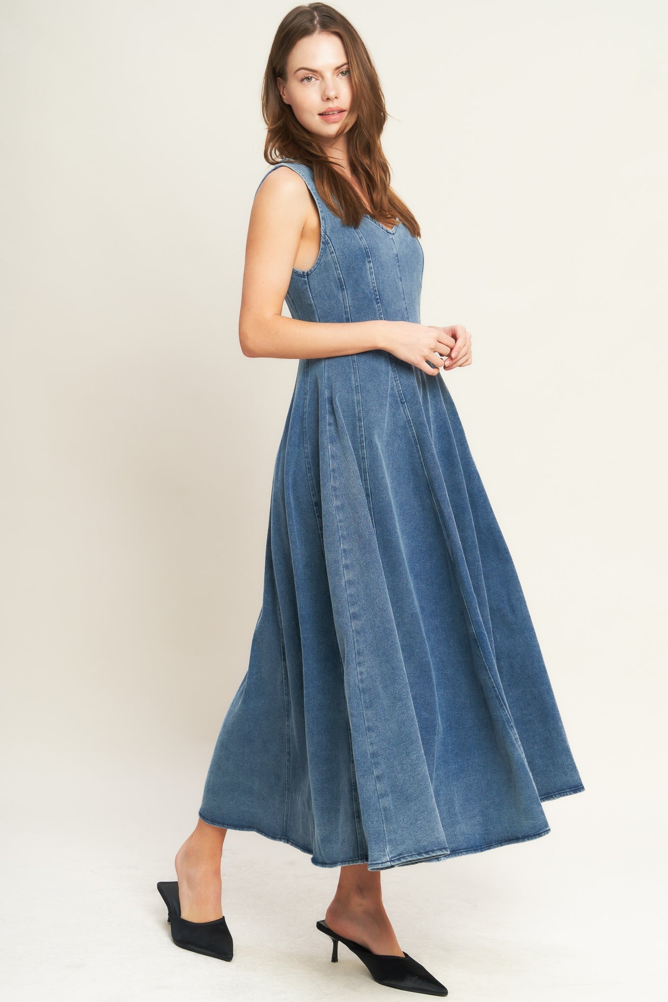 STARS AHEAD DENIM MIDI DRESS Flying Tomato