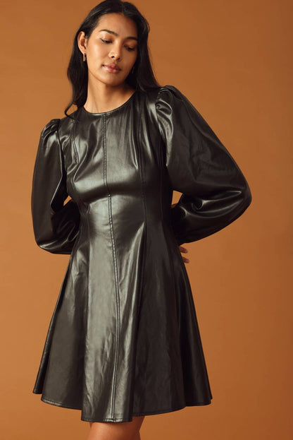 CHANGE OF PACE FAUX LEATHER MINI DRESS