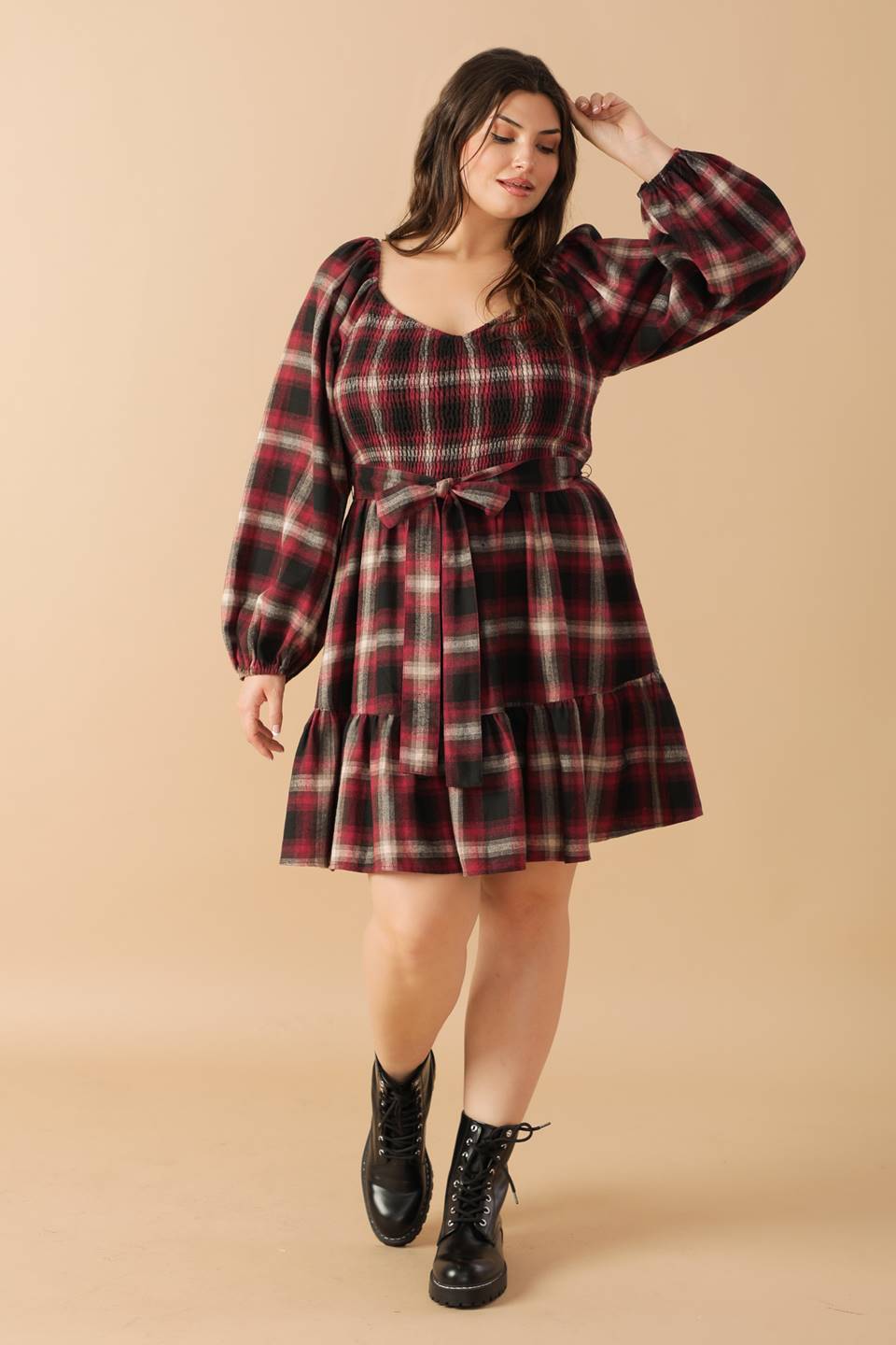 BE WITH YOU WOVEN PLAID MINI DRESS Flying Tomato