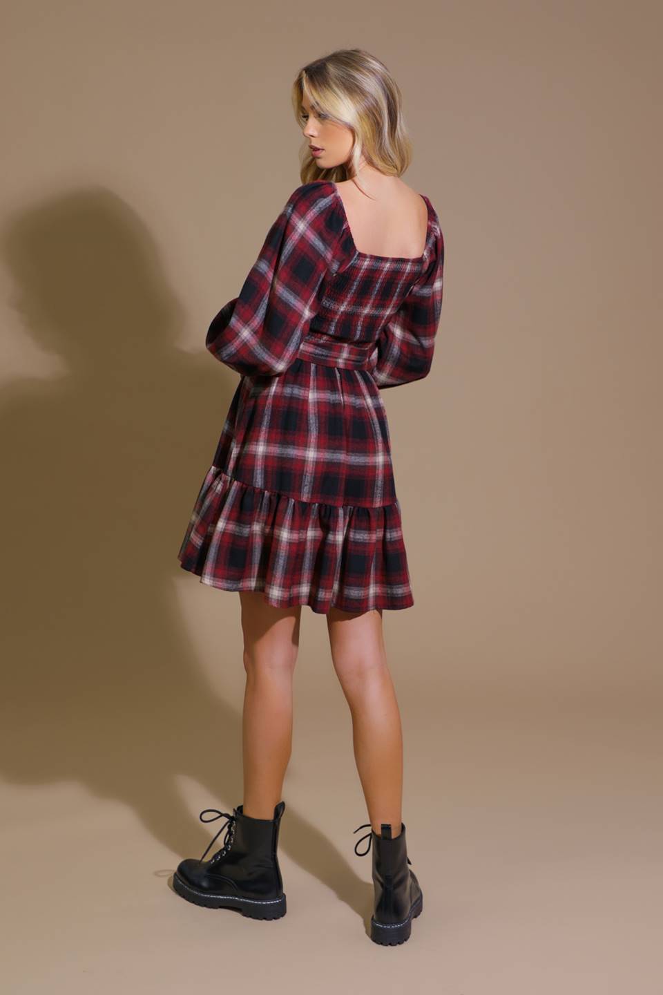 BE WITH YOU WOVEN PLAID MINI DRESS