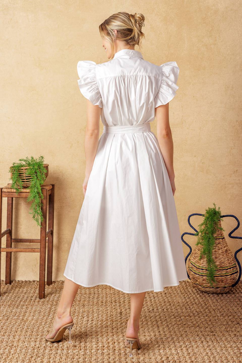 GLIMPSE IN TIME WOVEN MIDI DRESS Flying Tomato