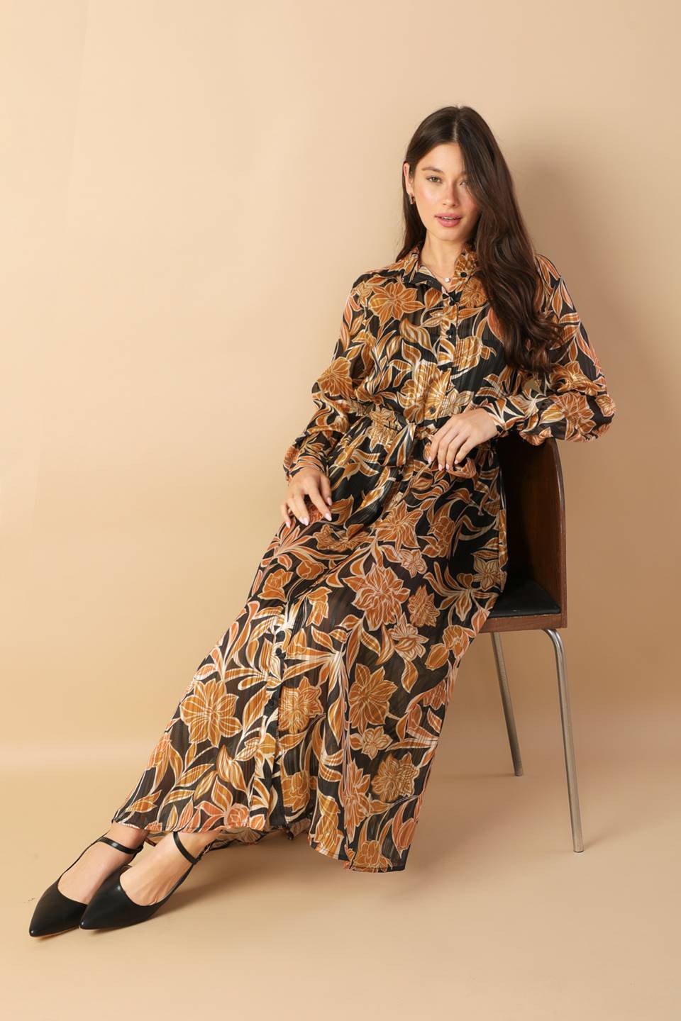 BETWEEN THE LINES WOVEN MIDI DRESS Flying Tomato