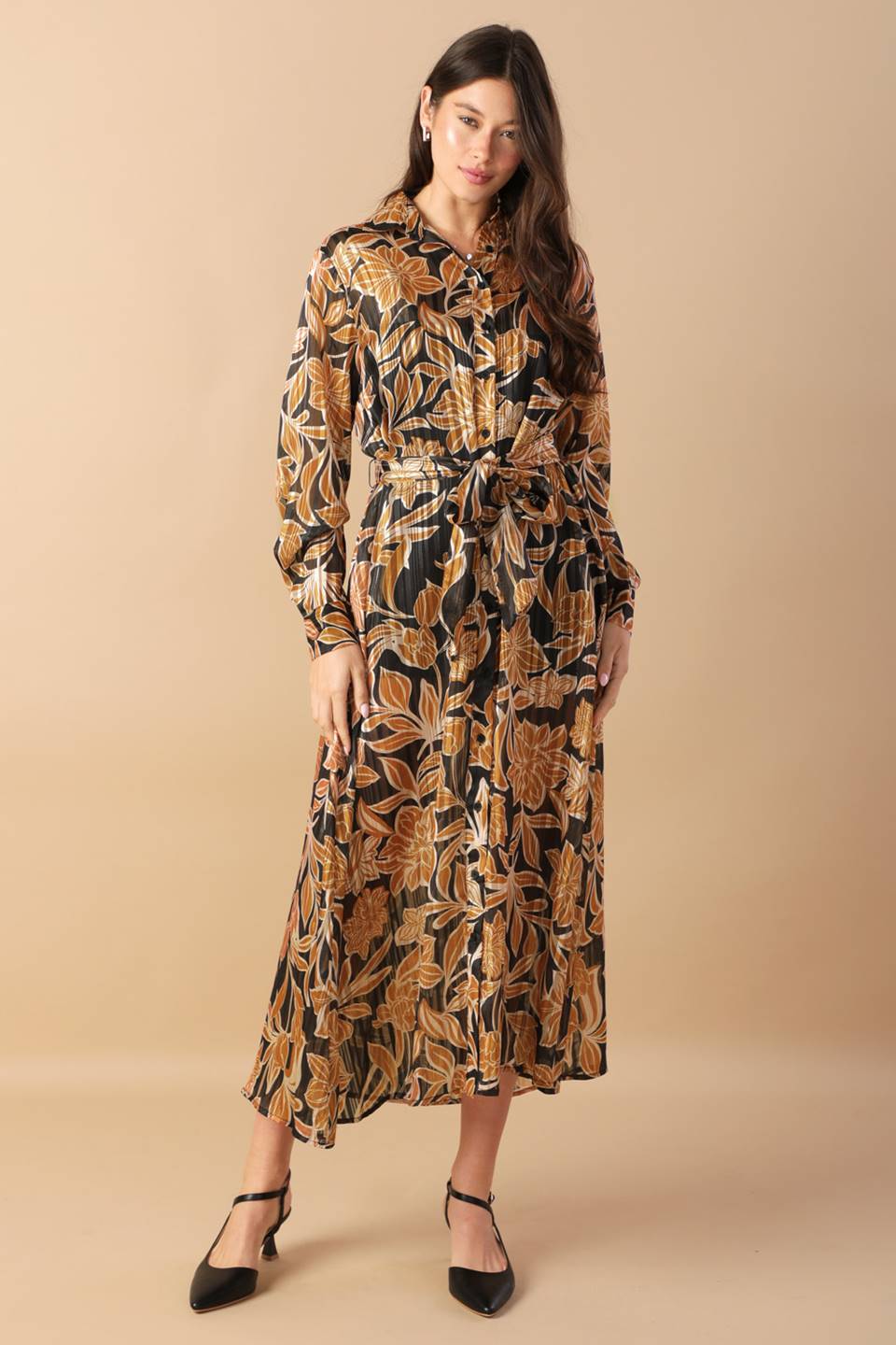 BETWEEN THE LINES WOVEN MIDI DRESS Flying Tomato