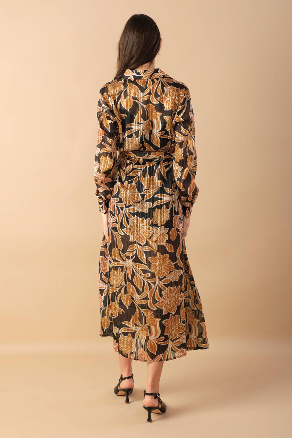 BETWEEN THE LINES WOVEN MIDI DRESS Flying Tomato