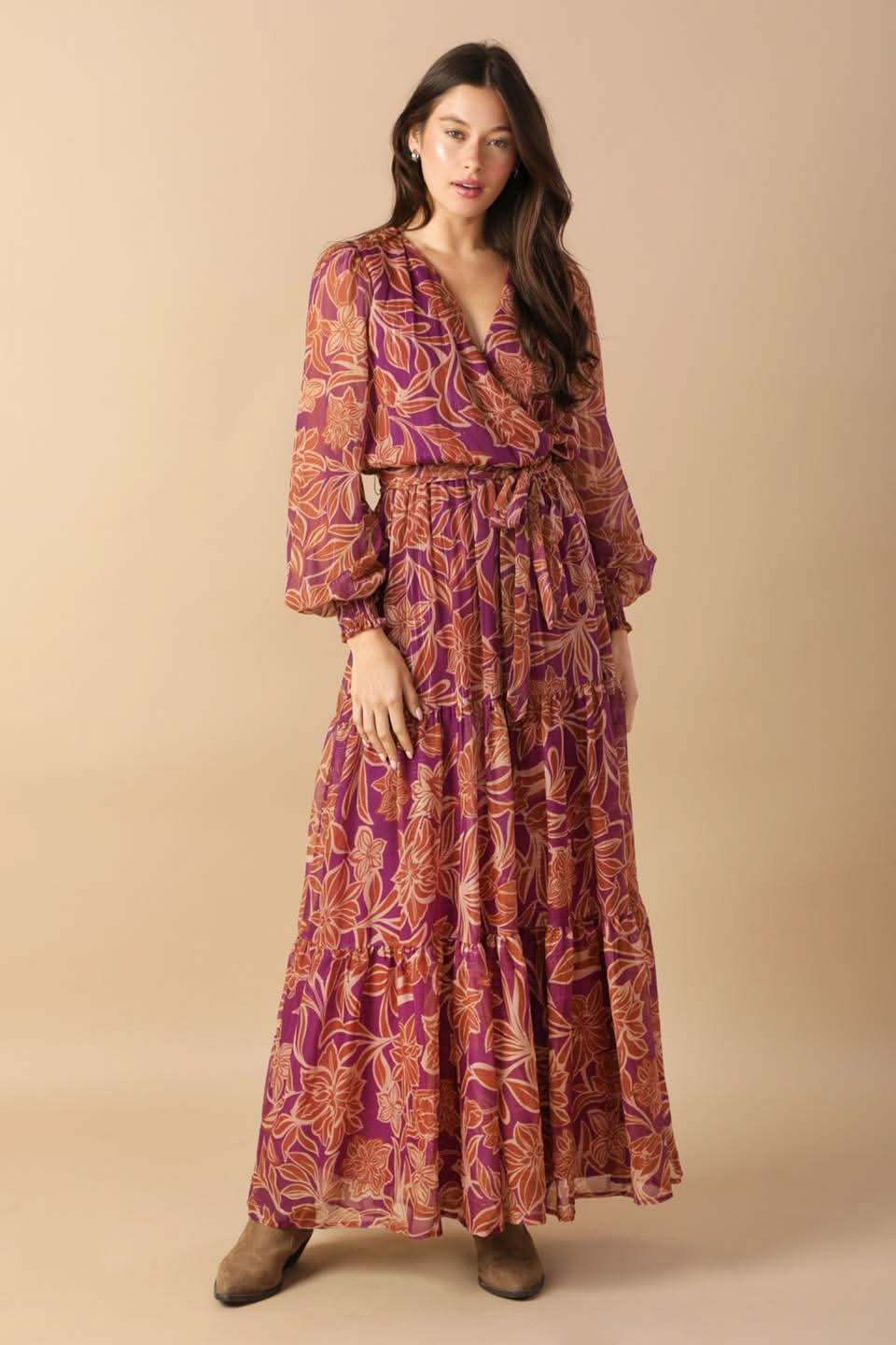 Chic Woven Maxi Dress with Surplice Neckline