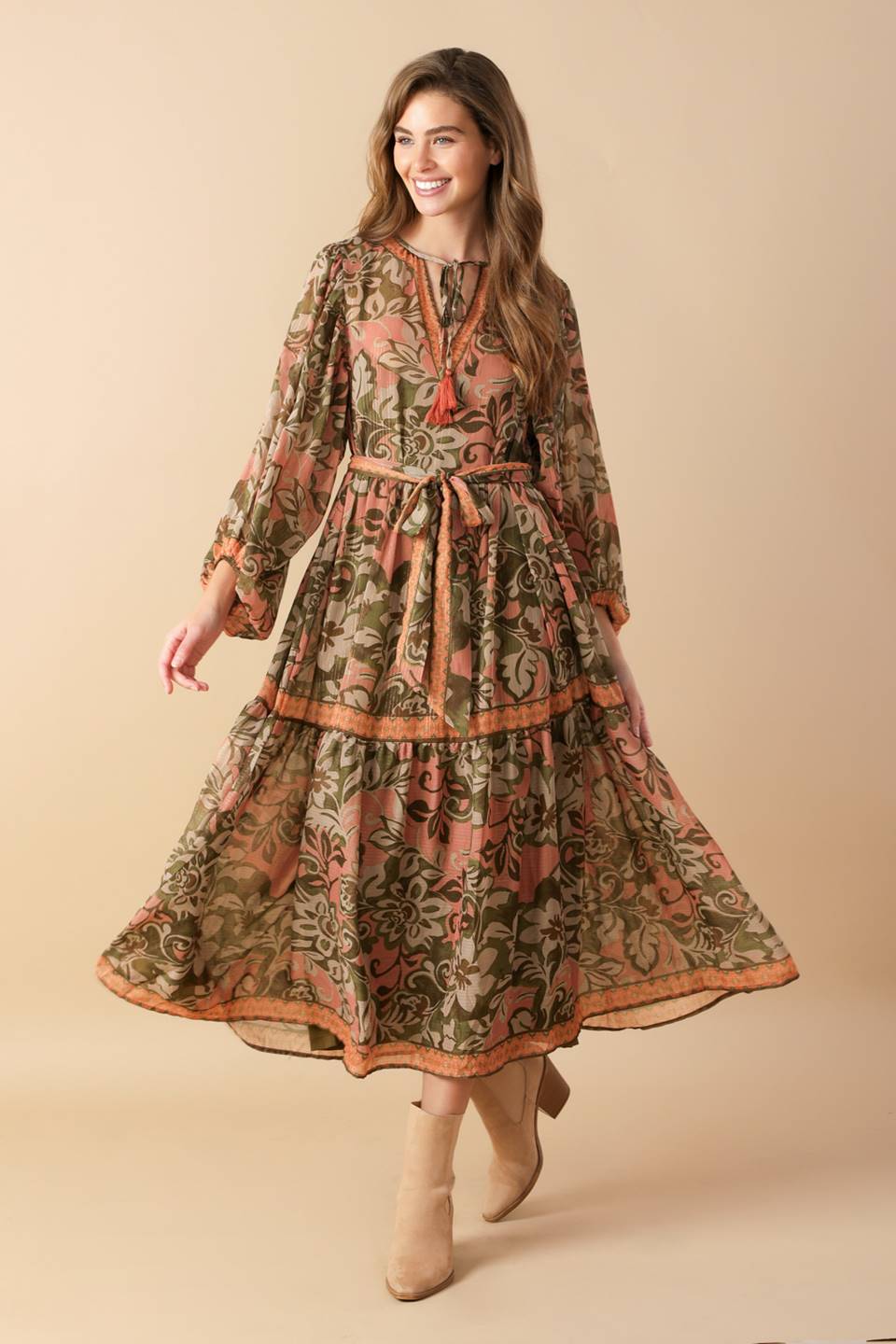 BACK AND FORTH WOVEN MIDI DRESS Flying Tomato