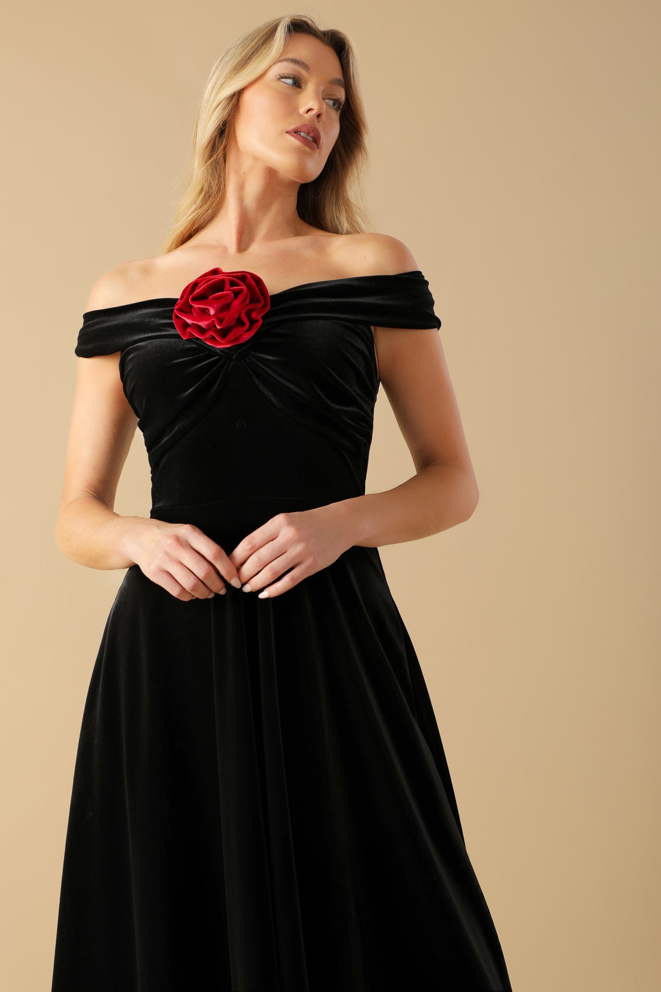 BE THERE FOR YOU VELVET MIDI DRESS Flying Tomato