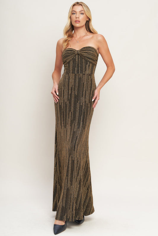 SACRED PROMISES METALLIC WOVEN MAXI DRESS Flying Tomato