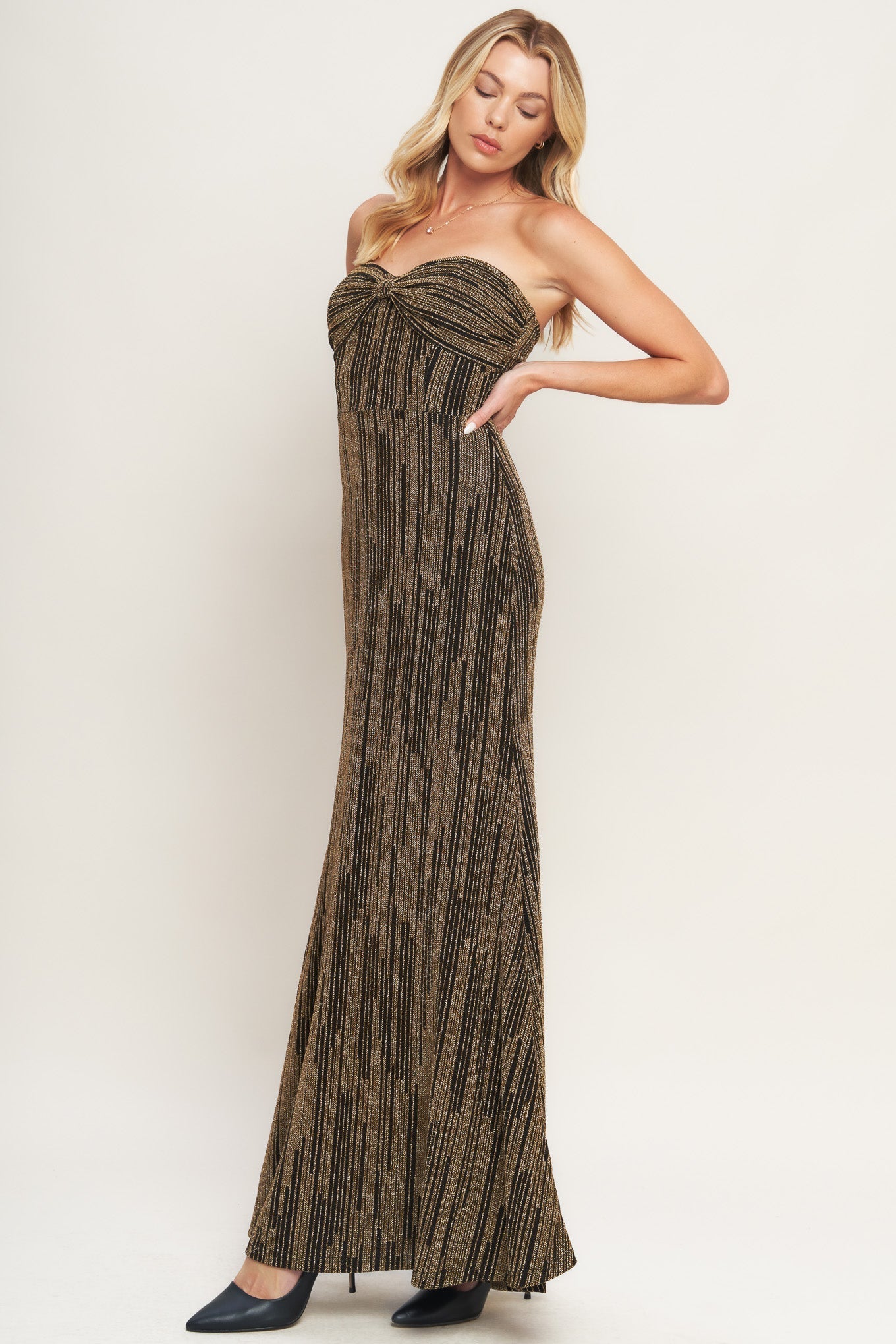 SACRED PROMISES METALLIC WOVEN MAXI DRESS Flying Tomato