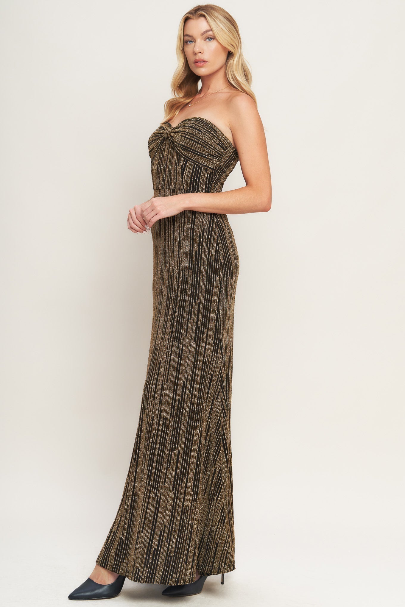 SACRED PROMISES METALLIC WOVEN MAXI DRESS Flying Tomato
