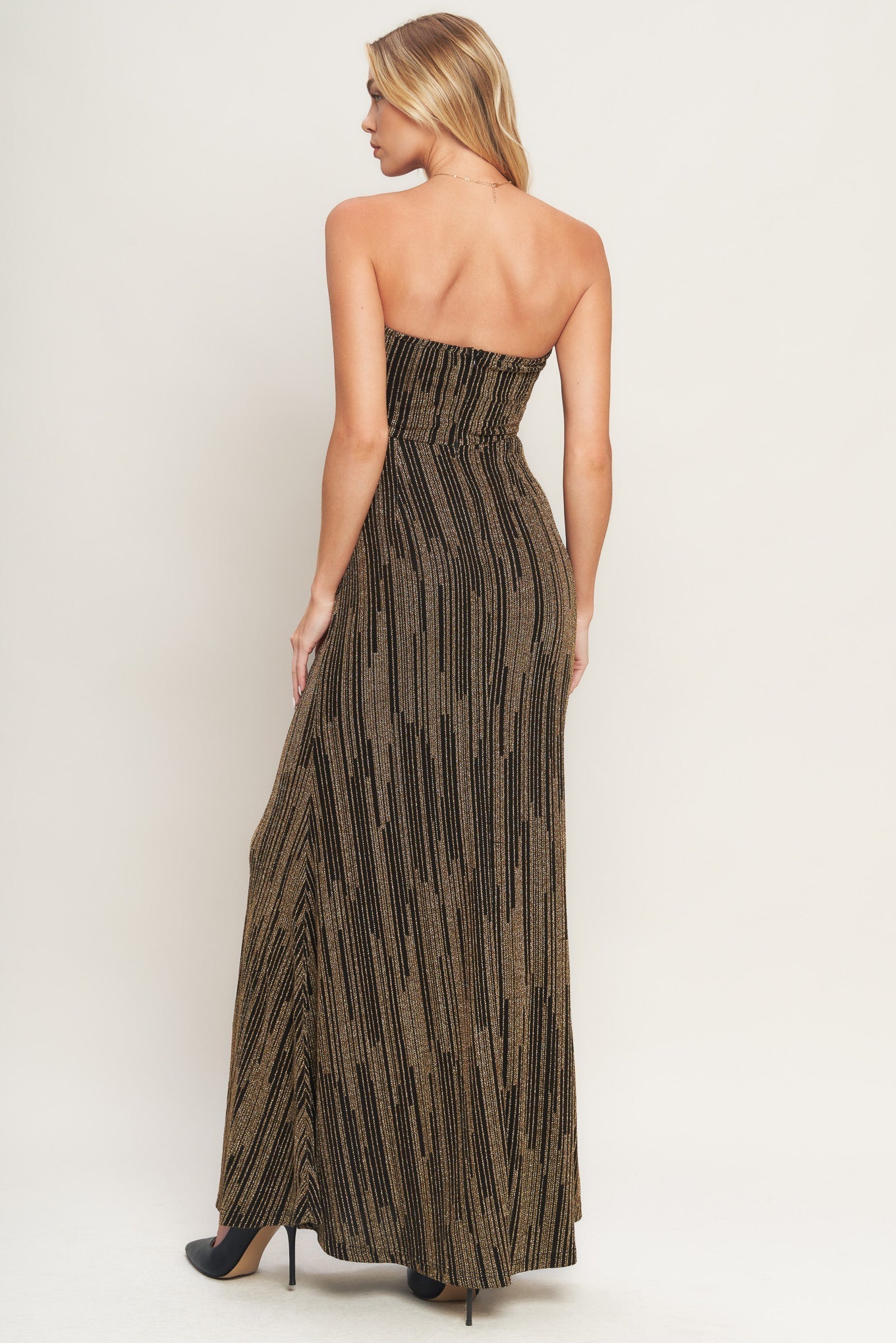 SACRED PROMISES METALLIC WOVEN MAXI DRESS Flying Tomato