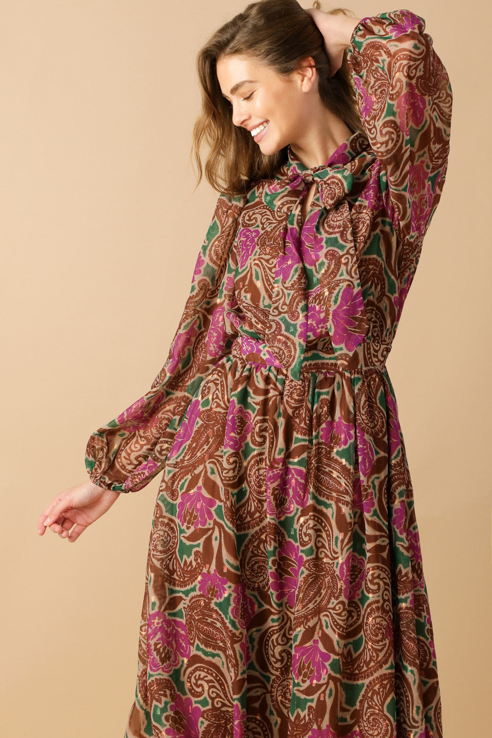 DRIFTING THOUGHTS WOVEN MIDI DRESS Flying Tomato