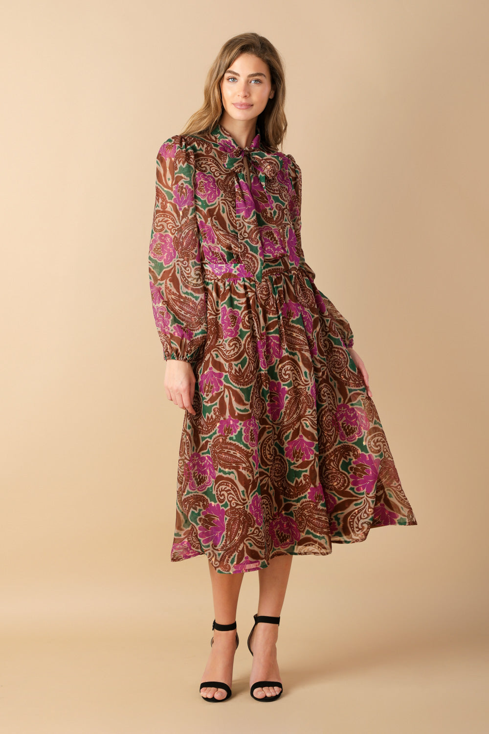DRIFTING THOUGHTS WOVEN MIDI DRESS Flying Tomato