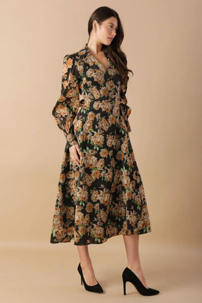 EVOLUTION PRINTED WOVEN MIDI DRESS