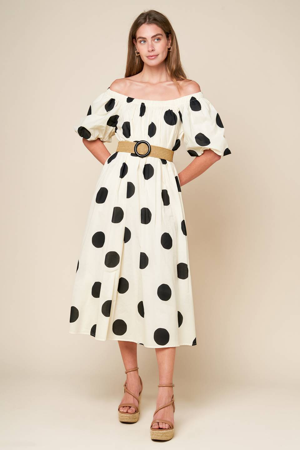 HUMMINGBIRD'S HAVEN OFF WHITE WOVEN MIDI DRESS Flying Tomato