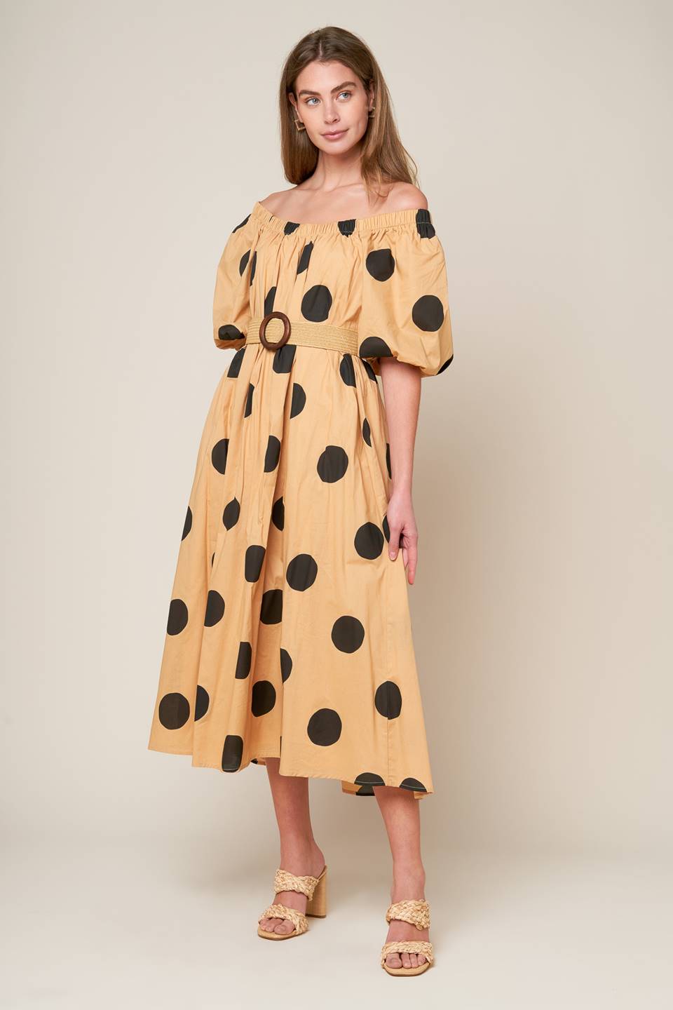 Polka Dot Charm Woven Midi Dress