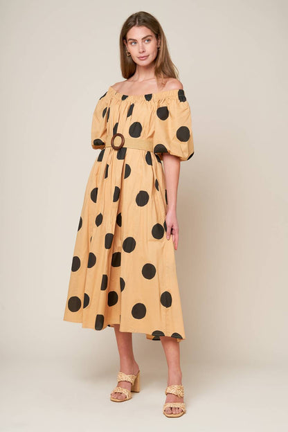 Polka Dot Charm Woven Midi Dress