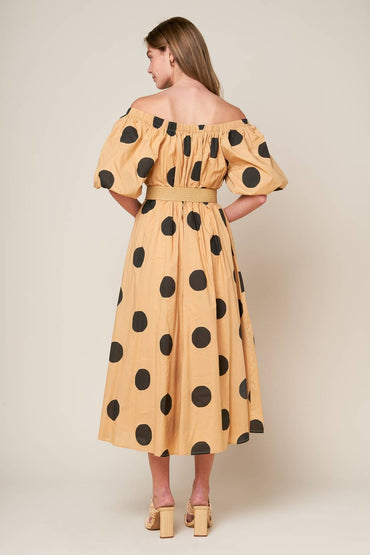 Polka Dot Charm Woven Midi Dress