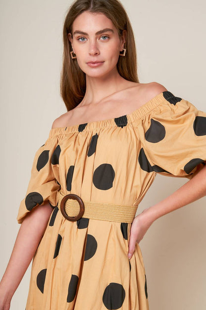 Polka Dot Charm Woven Midi Dress