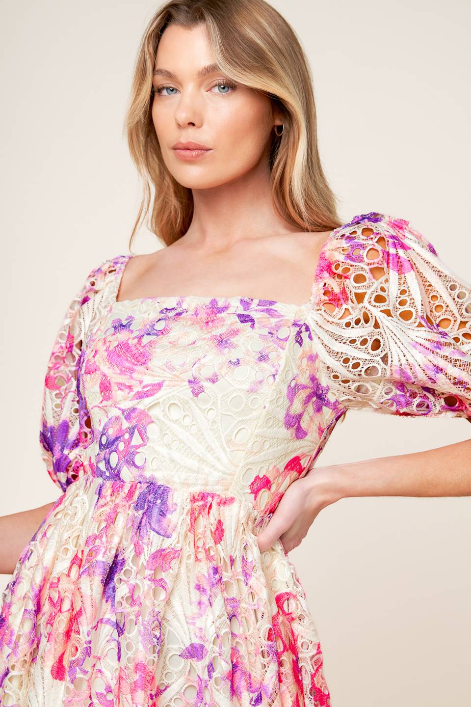 EPITOME OF ALLURE FLORAL WOVEN MIDI DRESS