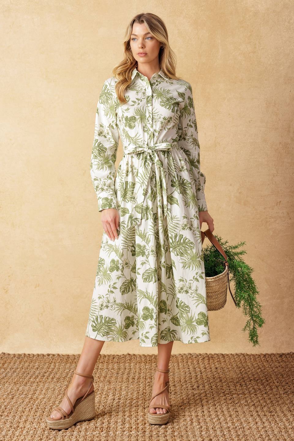 WANT YOU AROUND WOVEN MIDI DRESS Flying Tomato