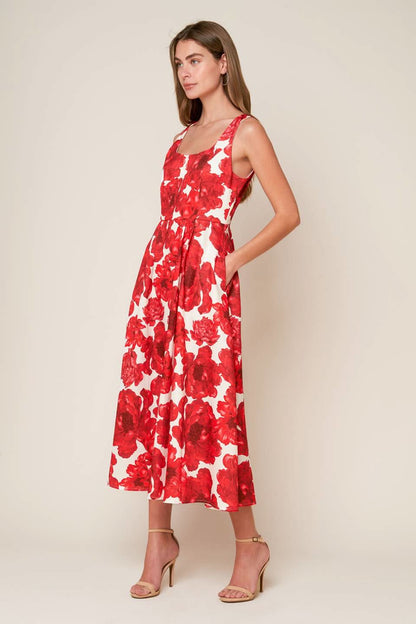 LIFE'S EMBRACE WOVEN MIDI DRESS