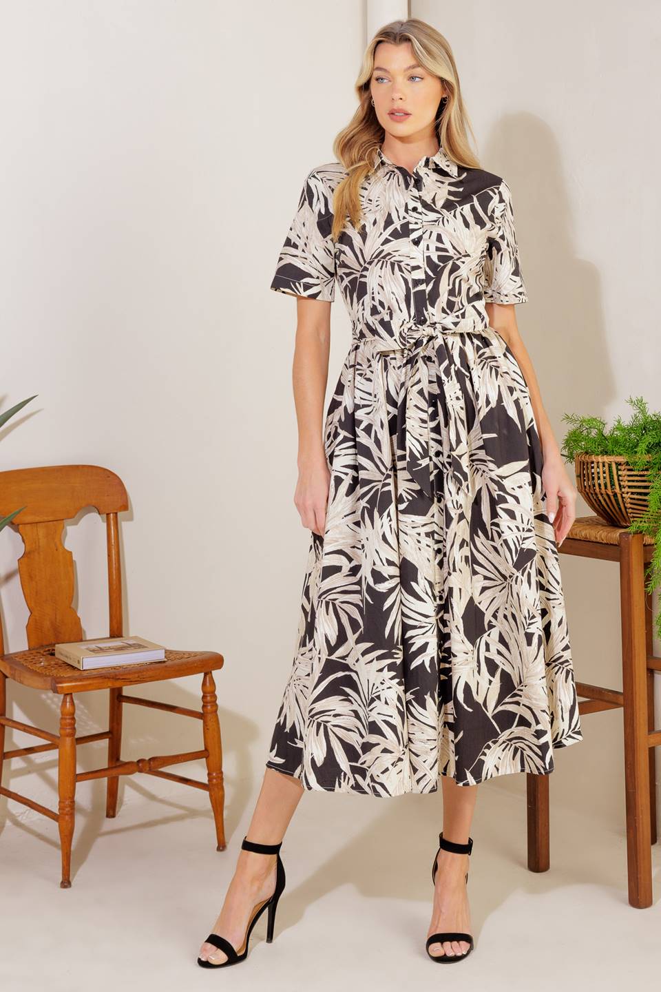 ALL YOU DO WOVEN MIDI DRESS Flying Tomato