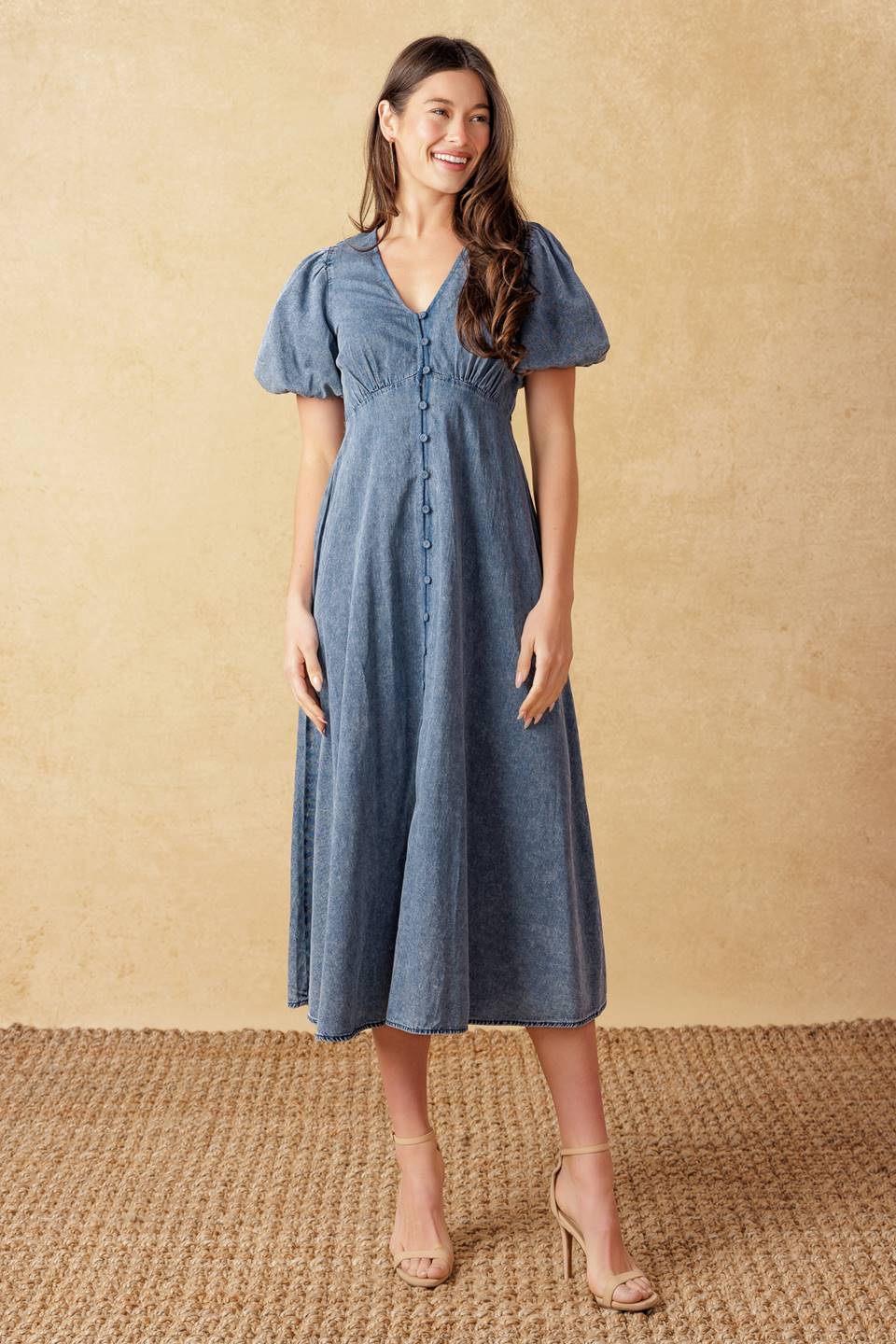 FOREVER MINE LIGHT WEIGHT DENIM MIDI DRESS Flying Tomato