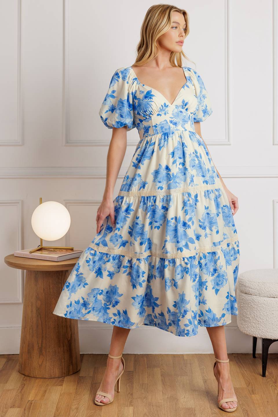 THROUGH THE FOG WOVEN MIDI DRESS Flying Tomato