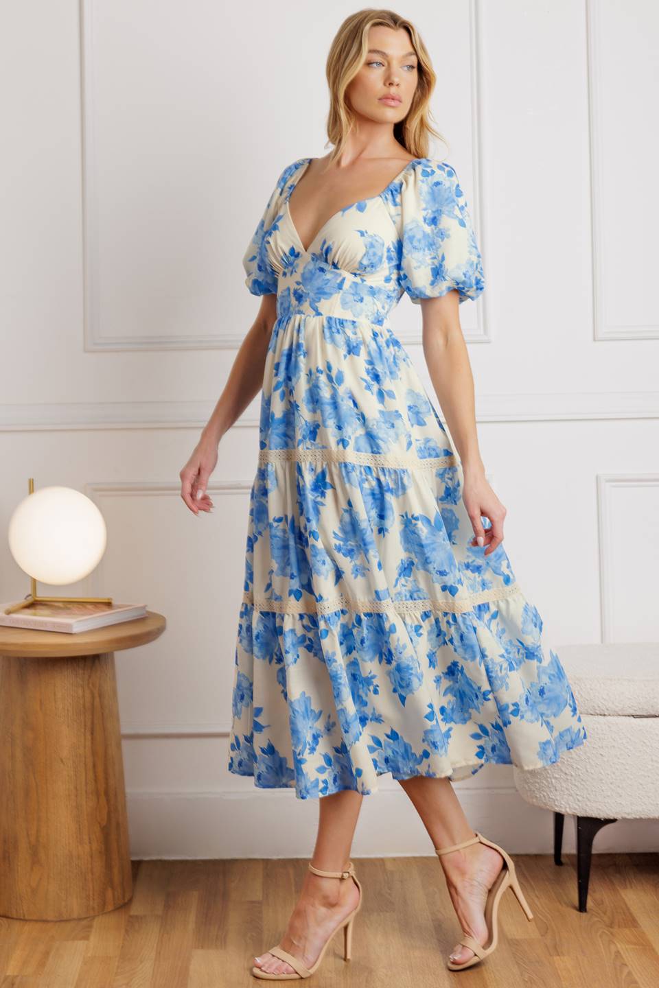 THROUGH THE FOG WOVEN MIDI DRESS Flying Tomato