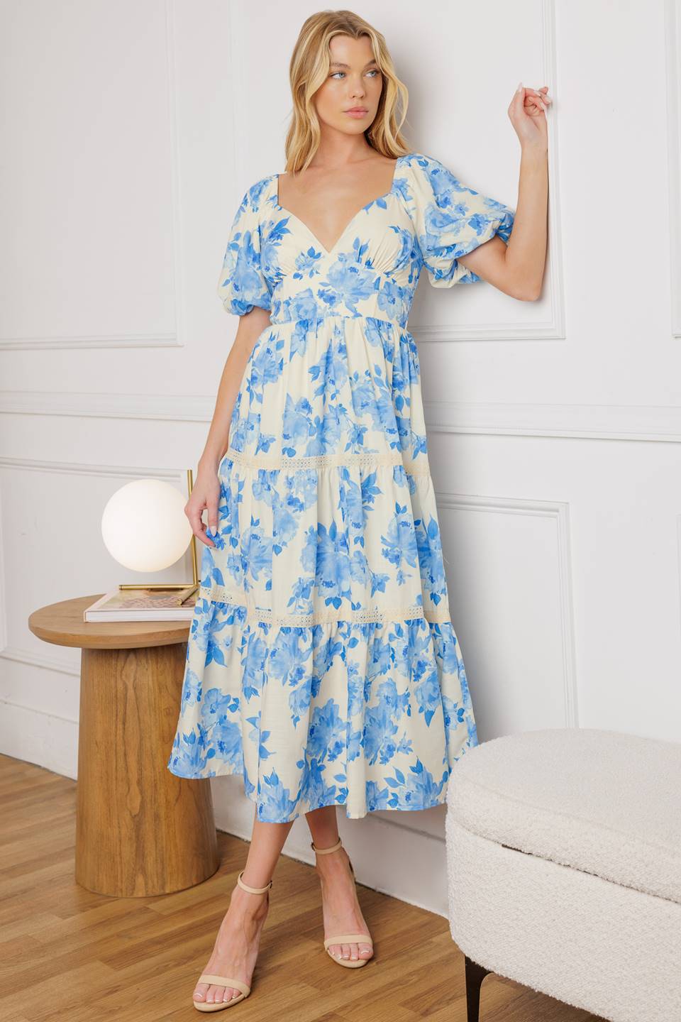 THROUGH THE FOG WOVEN MIDI DRESS Flying Tomato