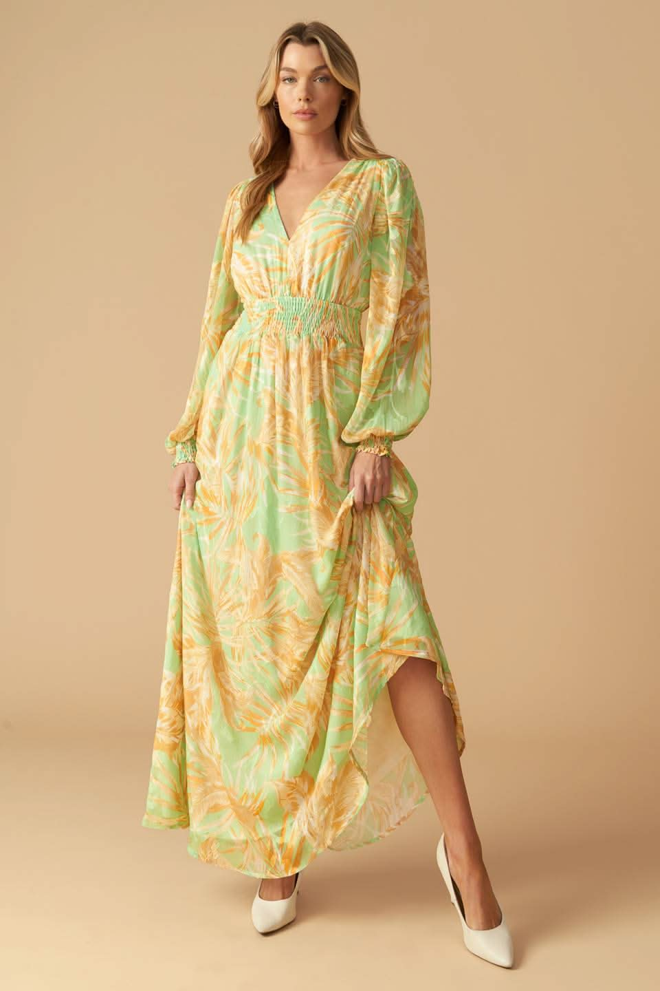 SUNSET SASHAY PRINTED MAXI DRESS