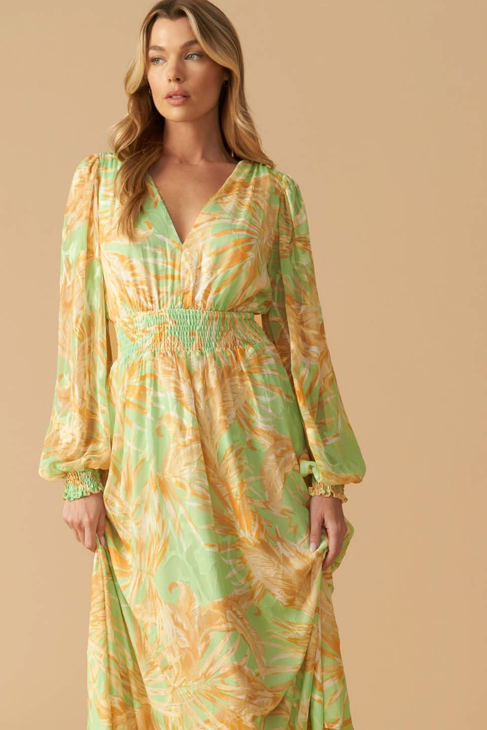 SUNSET SASHAY PRINTED MAXI DRESS