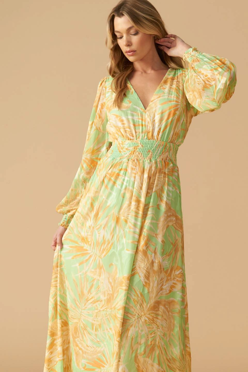 SUNSET SASHAY PRINTED MAXI DRESS